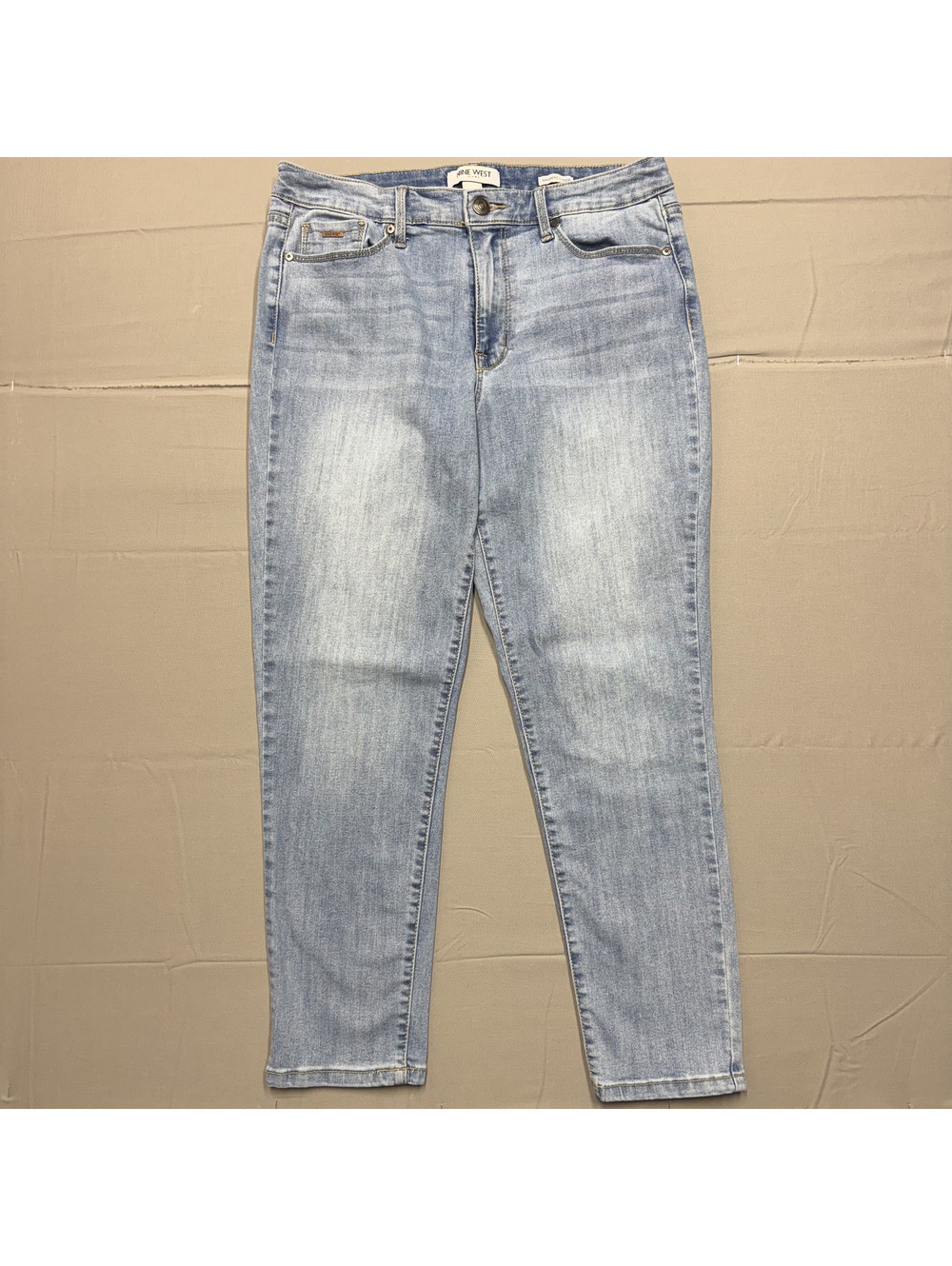 Nine West Women Gramercy Crop Denim Jeans Size 8 Blue Medium Wash Stretch Casual